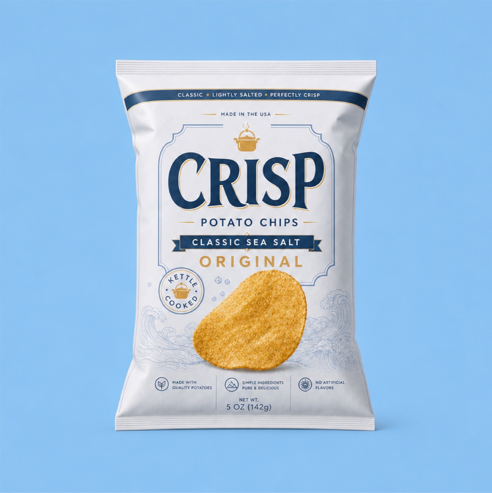 Golden Crisp potato chips packaging